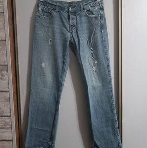 Guess Light Wash Vintage Distressed Button Fly Jeans